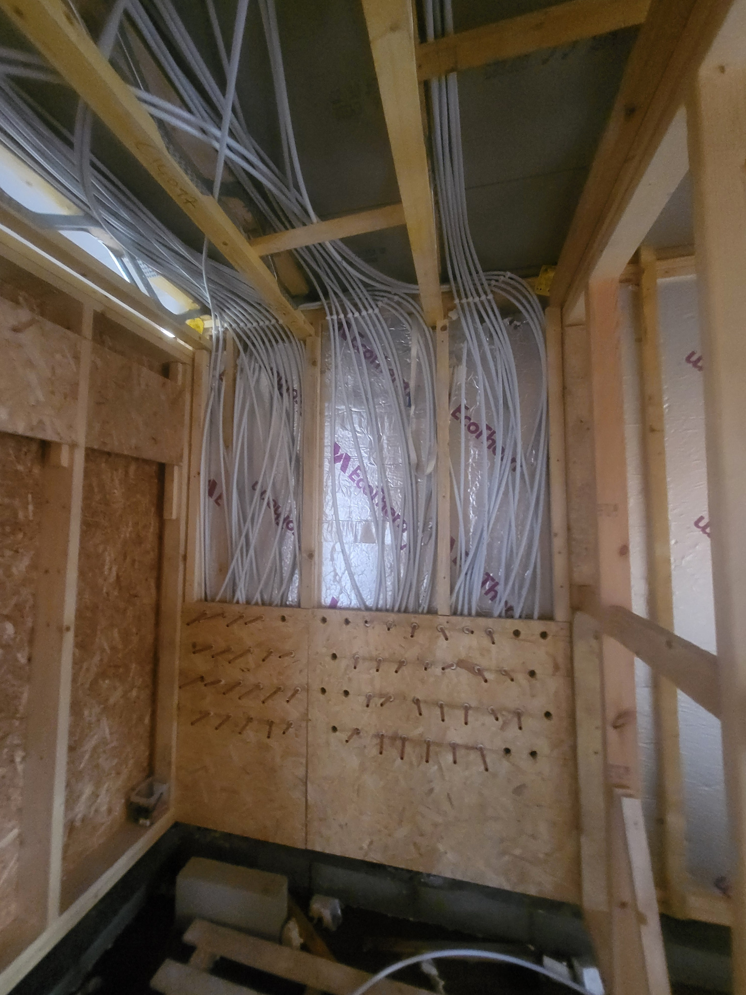 First fix services within timber frame